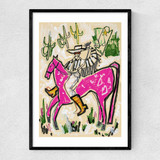 Pink Horse Cowboy Narrow Black Frame