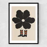 Flower Boots Narrow Black Frame