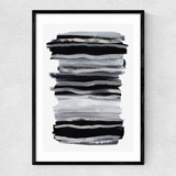 Abstract Brush Strokes 68 Narrow Black Frame