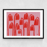 Red Flowers Landscape Narrow Black Frame