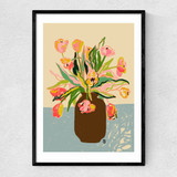 Tulips Vase Narrow Black Frame