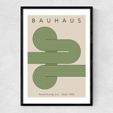 Bauhaus Green Curved Stripes Narrow Black Frame