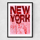 New York City Pink Narrow Black Frame