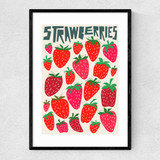 Strawberries Narrow Black Frame