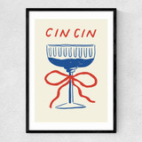 Cin Cin Red Bow Narrow Black Frame