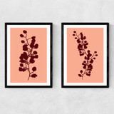 Floral Silhouette Set Narrow Black Frame