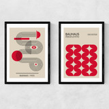 Red Bauhaus Set Narrow Black Frame