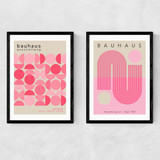 Pink Bauhaus Set Narrow Black Frame