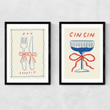 Dinner Party Set of 2 Narrow Black Frame