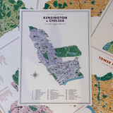 Kensington & Chelsea London Borough Map by Mike Hall - Art Print - East End Prints Unframed Print
