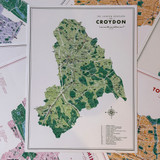 Croydon London Borough Map by Mike Hall - Art Print - East End Prints Unframed Print