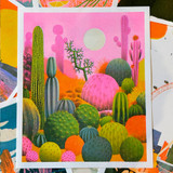 Pink Cacti by OHH DEER - Art Print - East End Prints Unframed Print