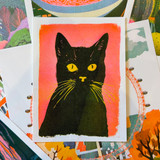 Retro Pink Cat by OHH DEER - Art Print - East End Prints Unframed Print