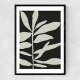Linocut Branch III (Black White) Narrow Black Frame