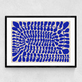 One Hundred Leaved Landscape Blue Narrow Black Frame