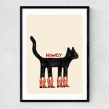 Howdy Cat Narrow Black Frame
