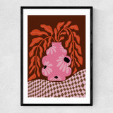 Mid-Century Blooming Pot Narrow Black Frame