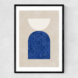 Blue Geometric Shapes II Narrow Black Frame