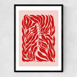 Pink & Red Botanical Poster Narrow Black Frame