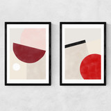 Pink & Red Graphic Set Narrow Black Frame