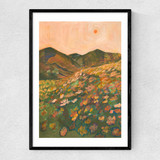 Pastel Poppy Landscape Narrow Black Frame