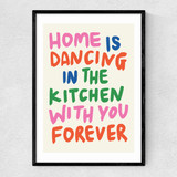 Home Is Dancing in the Kitchen Narrow Black Frame