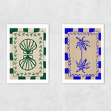 Coastal Charm And Seashell Diptych Unframed Print