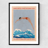 Into the Ocean I Go Narrow Black Frame