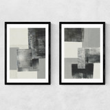 Monochrome Blocks Diptych Narrow Black Frame