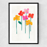 Little Happy Flowers Narrow Black Frame