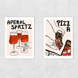 Aperol and Pizza Diptych Unframed Print
