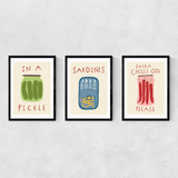 Kitchen Pantry Triptych Narrow Black Frame