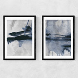 Blue Diptych Narrow Black Frame