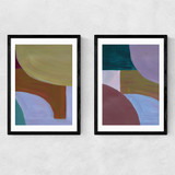 Painted Shapes Diptych Narrow Black Frame