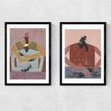 The Hug & Take A Moment Diptych Narrow Black Frame