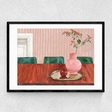 Table and Chairs Narrow Black Frame