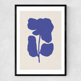 Abstract Blue Flower Narrow Black Frame