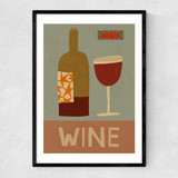 Mid-Century Wine Narrow Black Frame