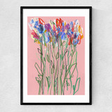 Pink Flowers Narrow Black Frame