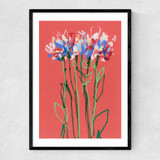 Coral Flowers Narrow Black Frame