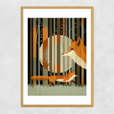 Midnight Foxes Narrow Oak Frame