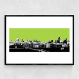 London Skyline (green) Narrow Black Frame