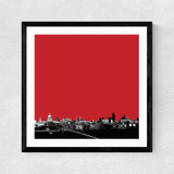 London Skyline (Red)  Medium Black Frame