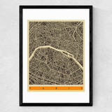 Paris Map by Jazzberry Blue Medium Black Frame