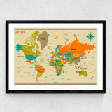World Map by Jazzberry Blue Medium Black Frame