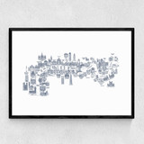 Thames Map Narrow Black Frame