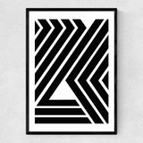 Geometric Black Strips Narrow Black Frame