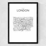 City Map London Medium Black Frame