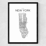 City Map New York Medium Black Frame