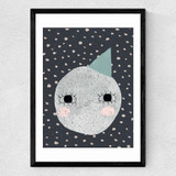 Cute Moon Medium Black Frame